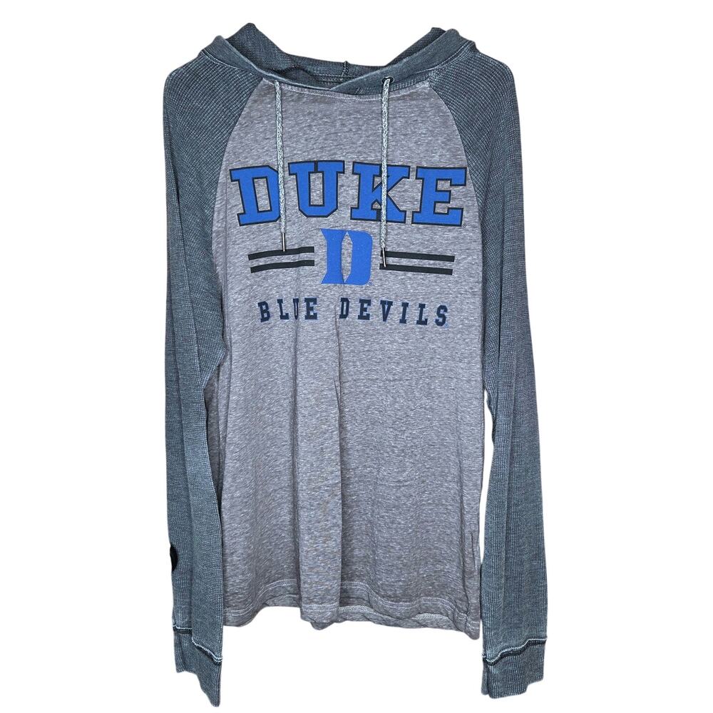 Colosseum Athletics Duke Blue Devils mens large gray hooded raglan long-sleeve